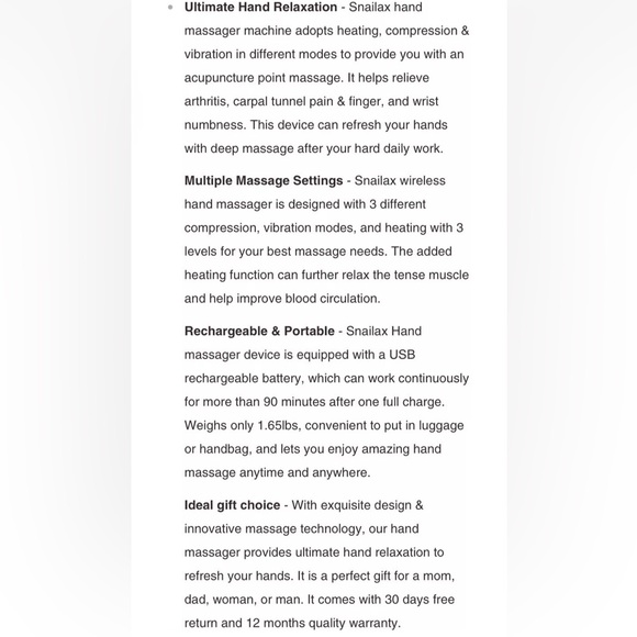 Hand Massager with Heat, Compression and Vibration for Pain Relief New in Box - Picture 10 of 11